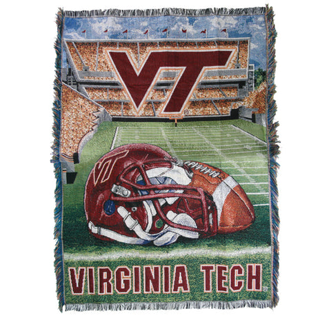 Virginia Tech Football Woven Tapestry Blanket