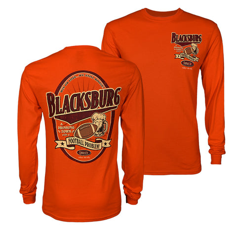 Blacksburg Drinking Town Long-Sleeve T-Shirt: Orange by Smack Apparel