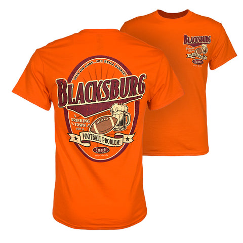Blacksburg Drinking Town T-Shirt: Orange by Smack Apparel