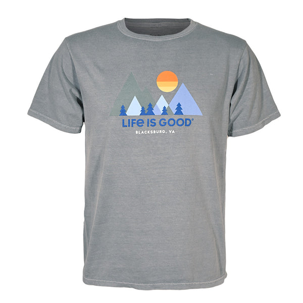 Blacksburg Life Is Good Mountains T-Shirt: Steel Grey – Campus Emporium