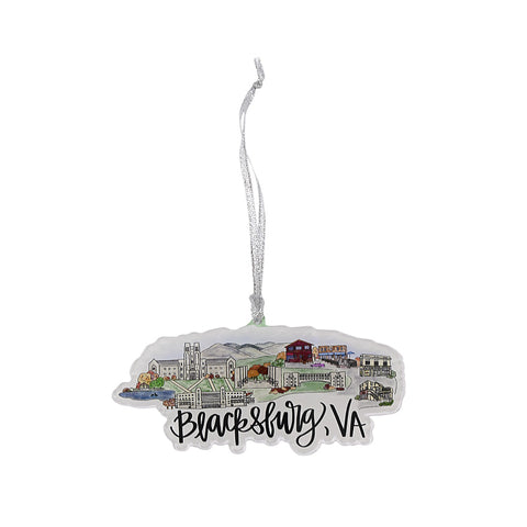 Blacksburg, VA Skyline Acrylic Ornament