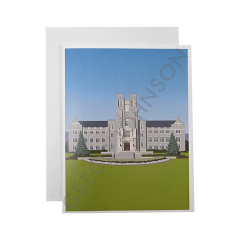 Burruss Hall Signature Building Art Card by Gregg Johnson