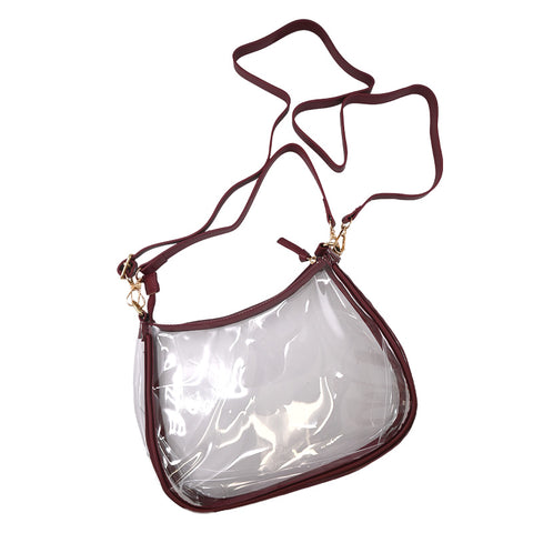 Maroon Trim Clear Sara Purse