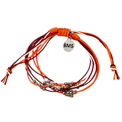 Maroon and Orange Corded Bracelet