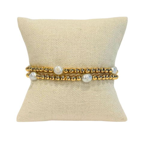 Pearl and Gold Accent Bracelets: Set of 2 by The Burg Box