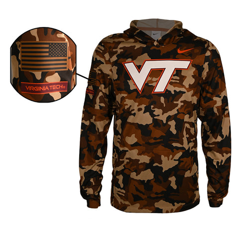 Virginia Tech 2026 Men's Dri-FIT Military Lightweight Hooded Long-Sleeve Top by Nike