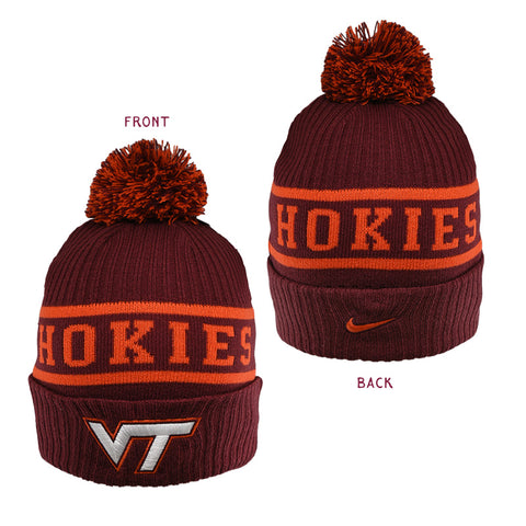 Virginia Tech 2026 Peak Hokies Cuff Beanie with Pom by Nike