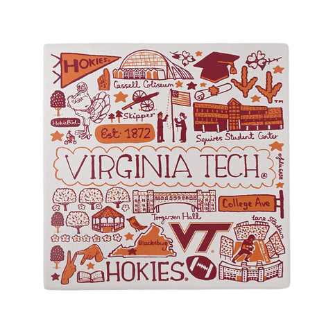Virginia Tech 7" Square Absorbent Stone Trivet by Julia Gash