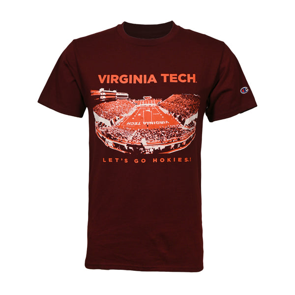 Virginia Tech Aerial Stadium T-Shirt: Maroon by Champion – Campus Emporium
