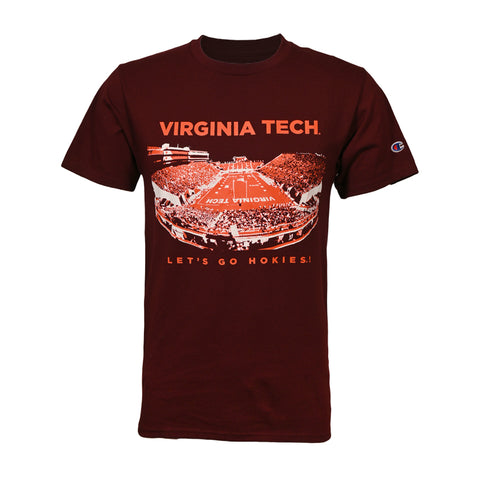 Virginia Tech Aerial Stadium T-Shirt: Maroon by Champion