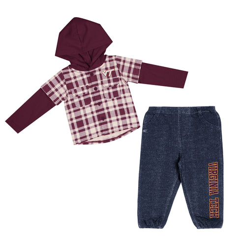 Virginia Tech Baby BMO Plaid Shirt and Jeans Set