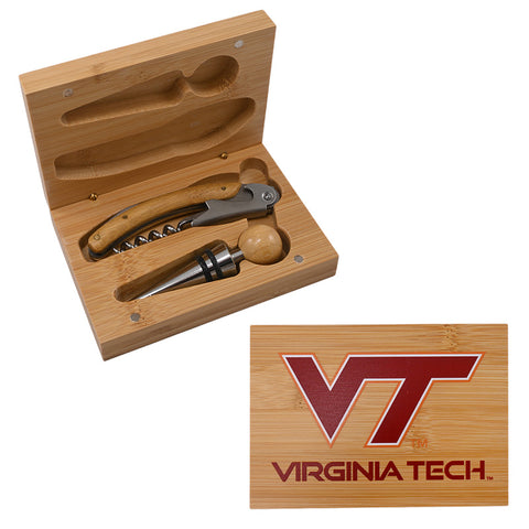 Virginia Tech Bamboo Boxed Wine Set