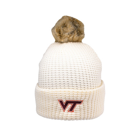 Virginia Tech Belgian Waffle Cuffed Faux Fur Beanie