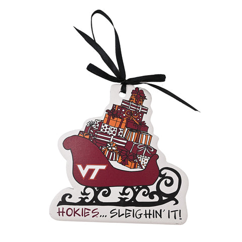 Virginia Tech Ceramic Sleigh Ornament