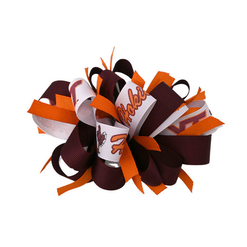 Virginia Tech Cheer Loop Bow: Maroon and Orange