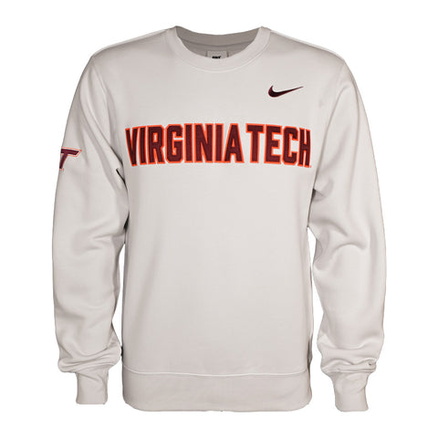 Virginia Tech Club Fleece Tackle Twill Crewneck Sweatshirt: Photon Dust by Nike