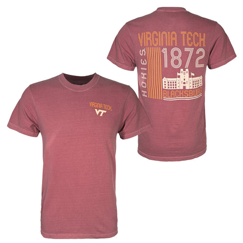 Virginia Tech Comfort Colors Burruss Hall T-shirt: Brick