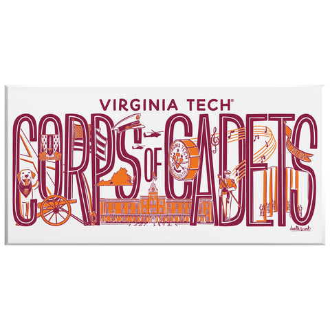 Virginia Tech Corps of Cadets 10" x 20" Canvas Print by Doodles Ink