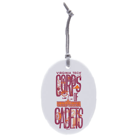 Virginia Tech Corps of Cadets Ceramic Oblong Ornament by Doodles Ink