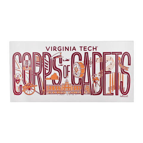 Virginia Tech Corps of Cadets Recycled Wood Magnet by Doodles Ink