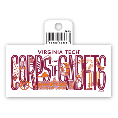 Virginia Tech Corps of Cadets Vinyl Sticker by Doodles Ink