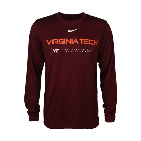 Virginia Tech Dri-FIT Legend Basketball Practice Long-Sleeved T-Shirt: Maroon by Nike