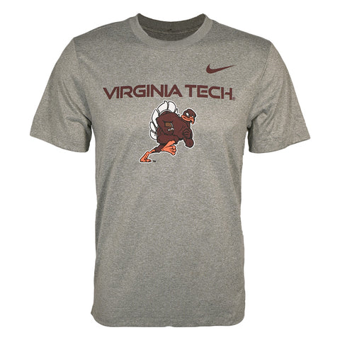 Virginia Tech Dri-FIT Legend Football HokieBird T-Shirt: Heather Gray by Nike