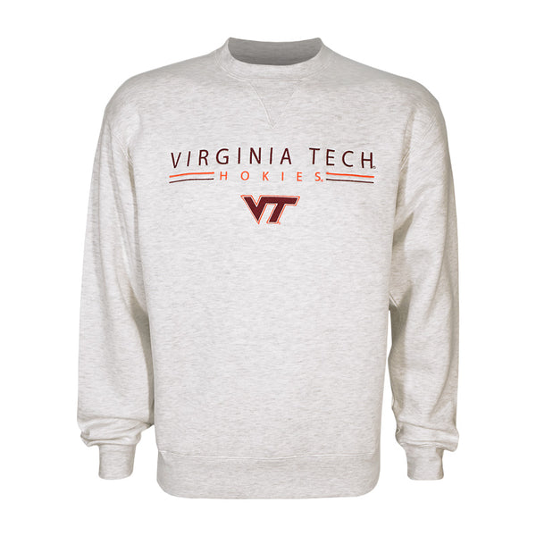 Virginia Tech Embroidered Crew Sweatshirt: Iced Heather by Gear – Campus Emporiu