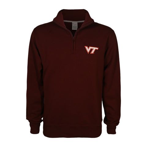 Virginia Tech Embroidered Logo Quarter-Zip Sweatshirt: Maroon by Champion