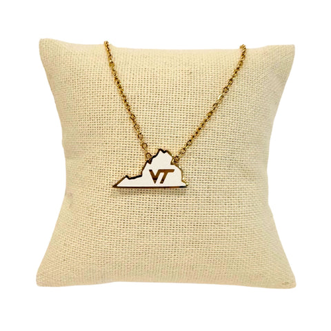 Virginia Tech Enamel State Necklace by The Burg Box