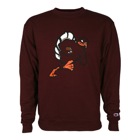 Virginia Tech Football HokieBird  Crew Sweatshirt: Maroon by Champion