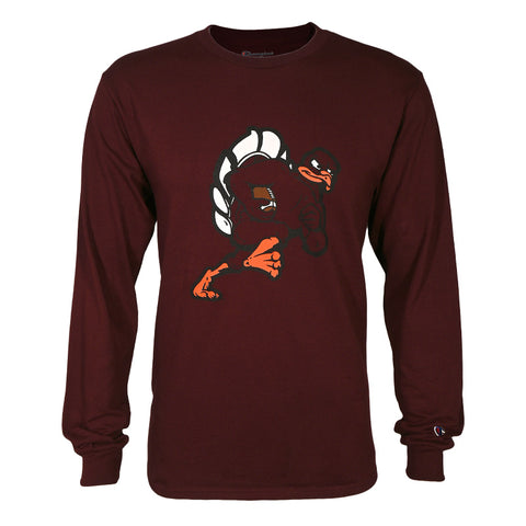 Virginia Tech Football HokieBird Long-Sleeved T-Shirt: Maroon by Champion