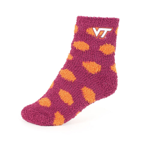 Virginia Tech Fuzzy Polka Dot Sock: Maroon