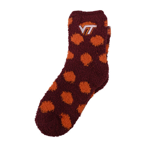 Virginia Tech Fuzzy Polka Dot Socks: Maroon