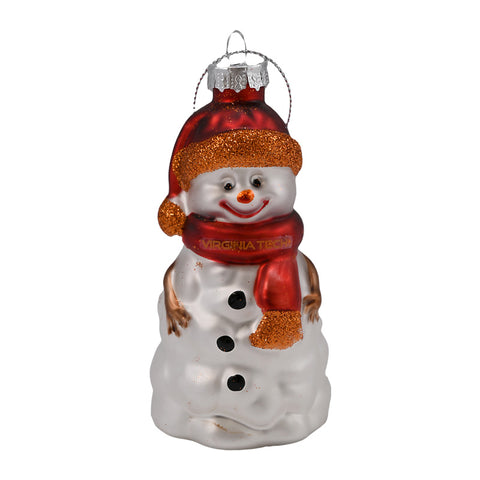 Virginia Tech Glass Snowman Ornament