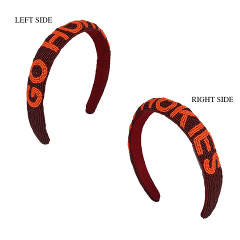 Virginia Tech Go Hokies Beaded Headband