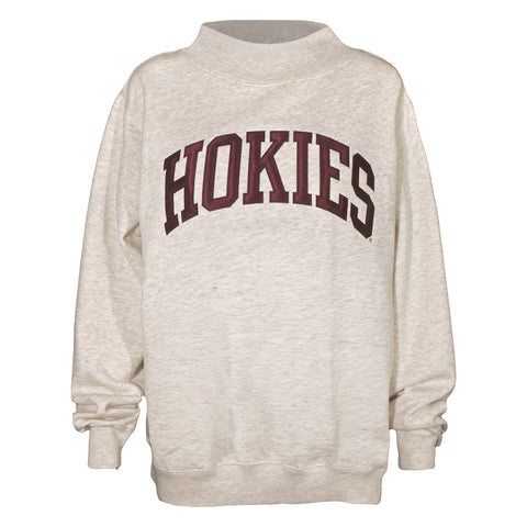 Virginia Tech Hokies Classic Twill Mock-Neck Sweatshirt: Oatmeal