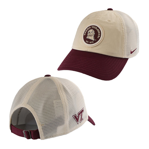 Virginia Tech Hokies Patch Unstructured Mesh Back Hat: Natural by Nike