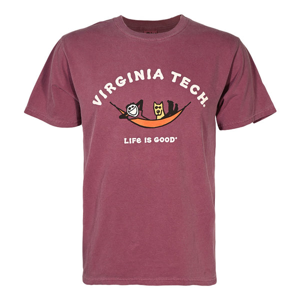 Virginia Tech Life Is Good Jake Relaxin' T-Shirt: Maroon – Campus Emporium