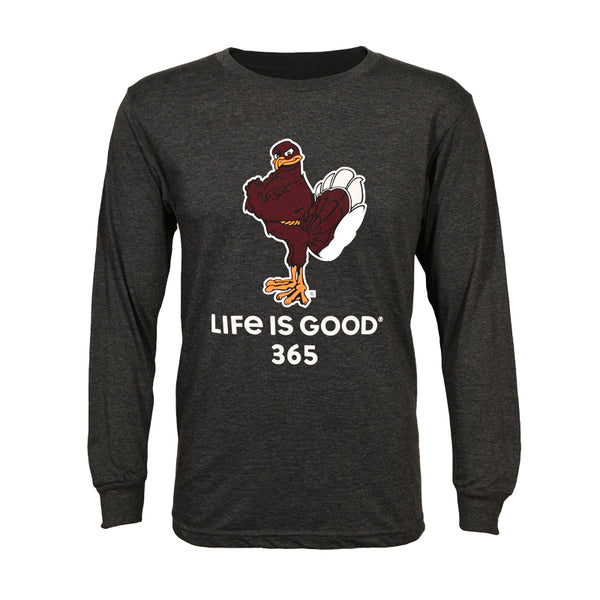 Virginia Tech Life is Good 365 Long-Sleeved T-shirt: Heather Black – Campus Empo