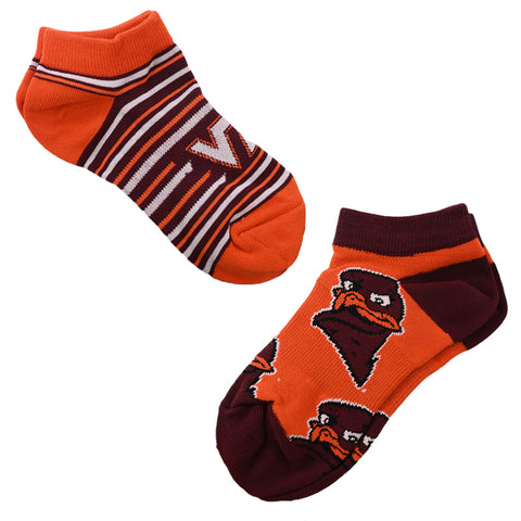 Virginia Tech Logo No Show Socks: Two Pack