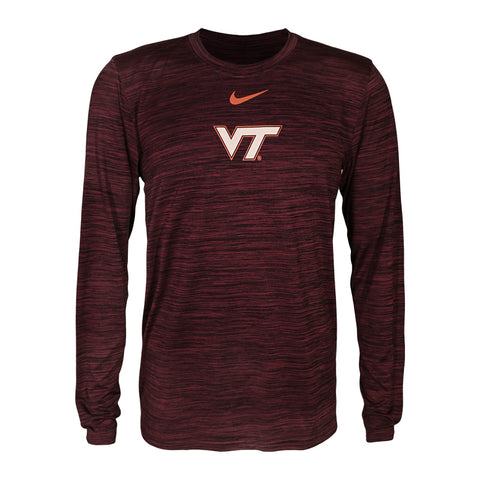 Virginia Tech Men's 2025 Team Issue Dri-FIT Velocity Long-Sleeved T-Shirt: Maroon by Nike