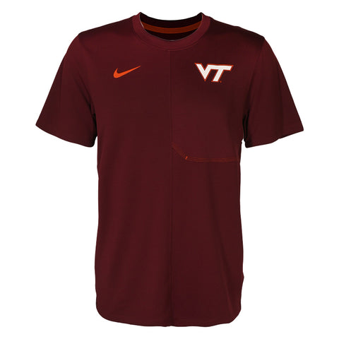 Virginia Tech Men's 2026 Dri-FIT UV Coaches Short-Sleeved Top: Maroon by Nike