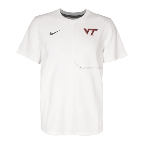 Virginia Tech Men's 2026 Dri-FIT UV Coaches Short-Sleeved Top: White by Nike