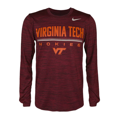 Virginia Tech Men's 2026 Team Issue Dri-FIT Velocity Long-Sleeved T-Shirt: Maroon by Nike