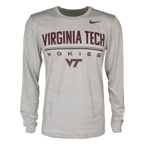 Virginia Tech Men's 2026 Team Issue Dri-FIT Velocity Long-Sleeved T-Shirt: Photon White by Nike