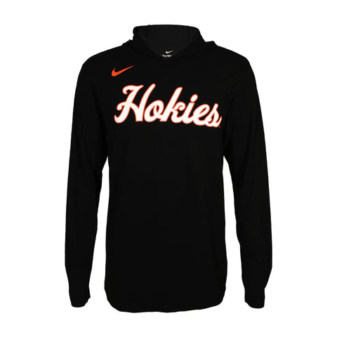 Virginia Tech Men's Dri-FIT Coaches Cotton Long-Sleeved Hooded Top: Black by Nike