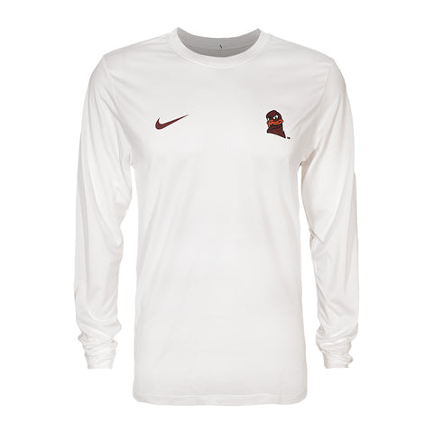 Virginia Tech Men's Dri-FIT Legend HokieBird Long-Sleeved T-Shirt: White