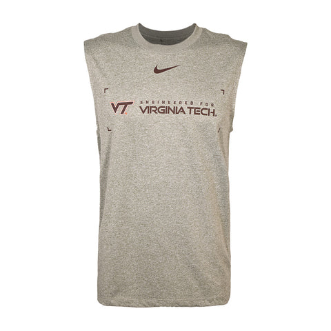 Virginia Tech Men's Dri-FIT Legend Practice Sleeveless T-Shirt: Heather Gray by Nike