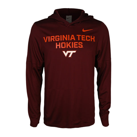 Virginia Tech Men's Dri-FIT Lightweight Hooded Long-Sleeve Top: Maroon by Nike